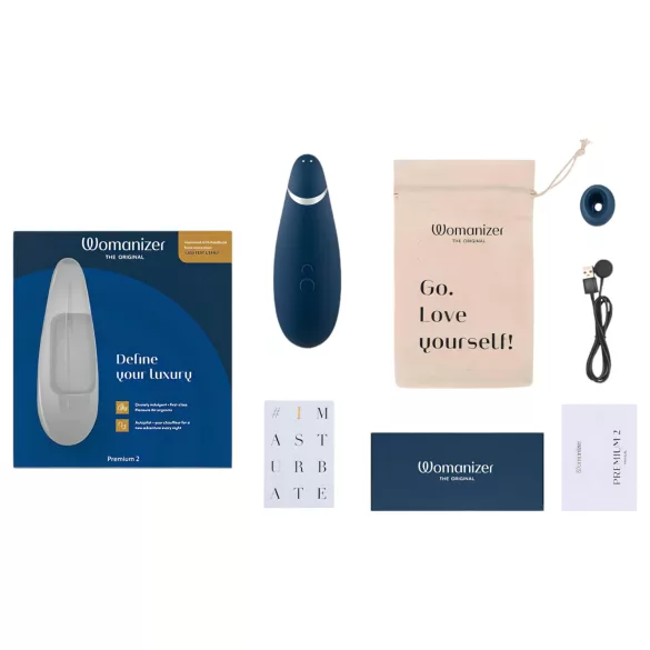 Womanizer Premium 2 - stimulateur clitoridien à ondes d’air - bleu