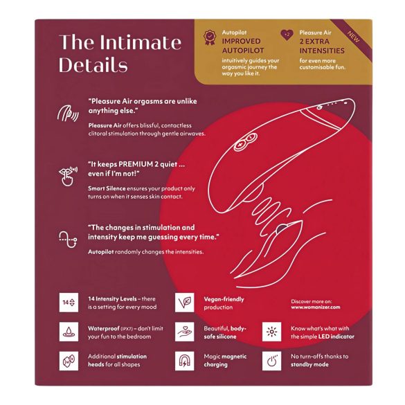 Womanizer - Stimulateur clitoridien à ondes d’air - Premium 2 - rouge