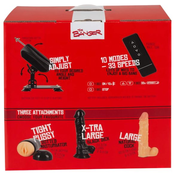 The Banger - machine à sexe avec 2 godemichets et 1 vagin artificiel