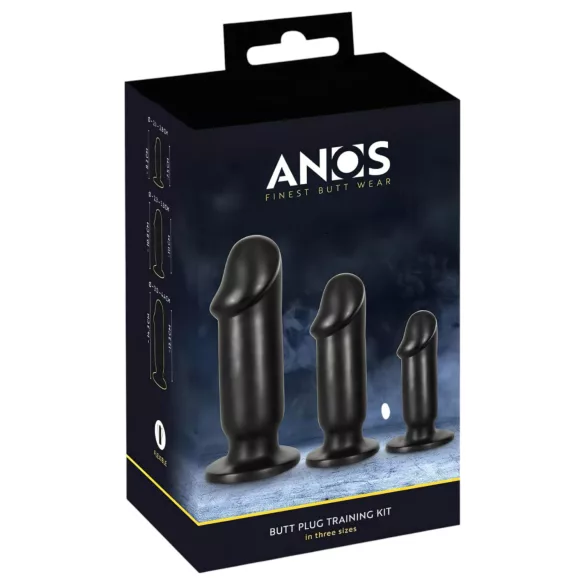 Kit d’entraînement anal Anos - set de plugs anaux (3 pièces, noir)