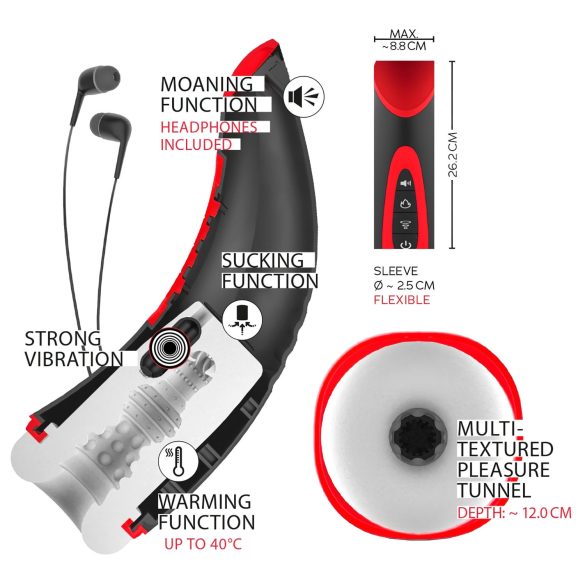 WYNE 03 - Masturbateur vibrant et aspirant rechargeable (noir)