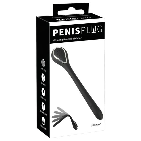 Plug pénien vibrant rechargeable - noir