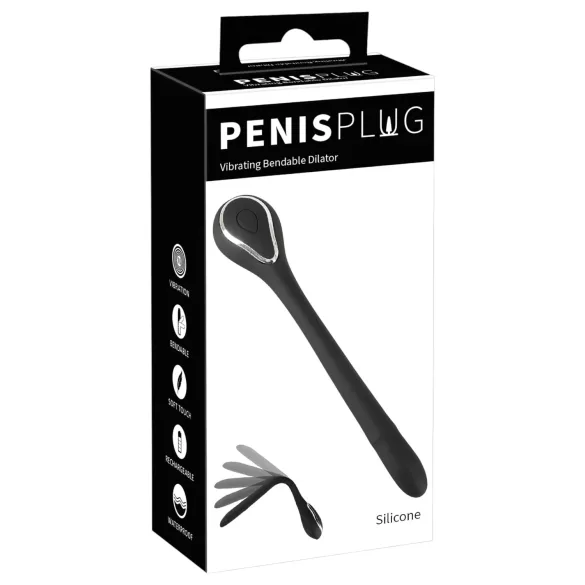Plug pénien dilatateur - dilatateur vibrant rechargeable (1 cm, noir)