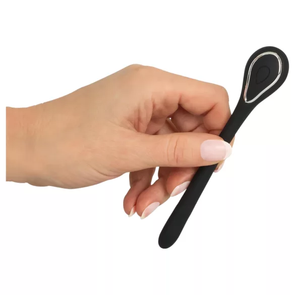 Plug pénien dilatateur - dilatateur vibrant rechargeable (1 cm, noir)