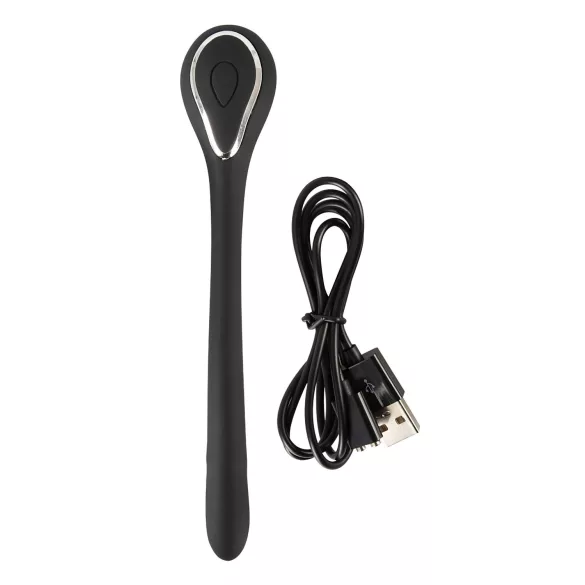 Penis Plug - dilatateur vibrant rechargeable - 1 cm - noir