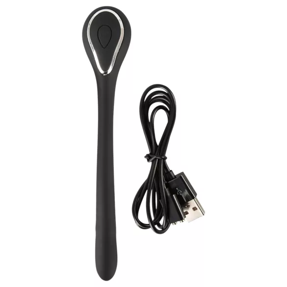 Plug pénien dilatateur - dilatateur vibrant rechargeable (1 cm, noir)