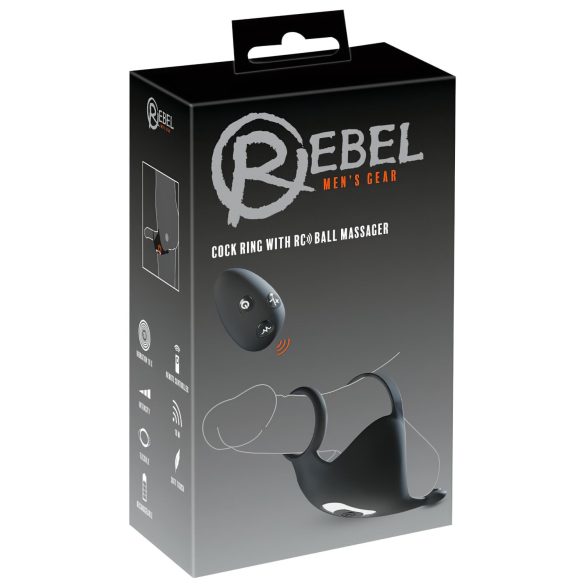 Rebel - Anneau pénien et vibromasseur pour testicules sans fil (noir)