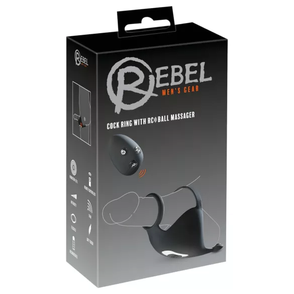 Rebel - anneau pénien et stimulateur testicules vibrant rechargeable - noir