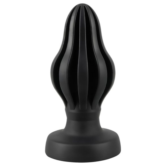 ANOS - plug anal nervuré - silicone doux noir 7cm