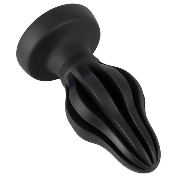 ANOS - plug anal nervuré - silicone doux noir 7cm