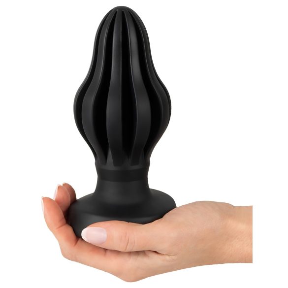 ANOS - plug anal nervuré - silicone doux noir 7cm