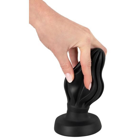 ANOS - plug anal nervuré - silicone doux noir 7cm