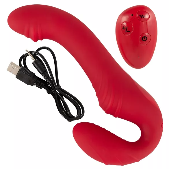 You2Toys - gode ceinture vibrant sans harnais - télécommande - silicone rouge