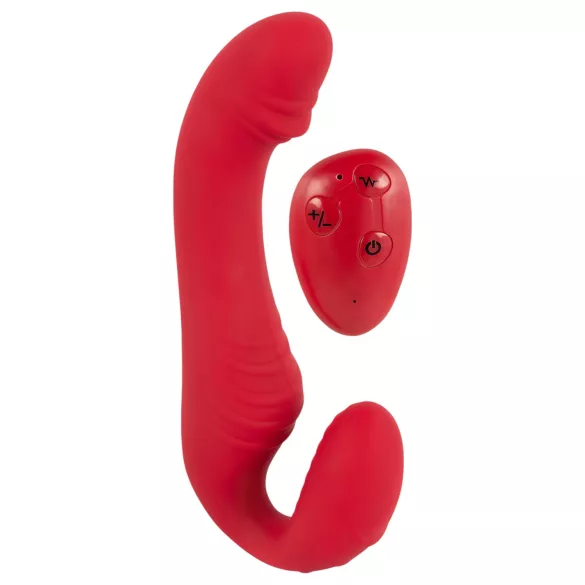 You2Toys - gode ceinture vibrant sans harnais - télécommande - silicone rouge