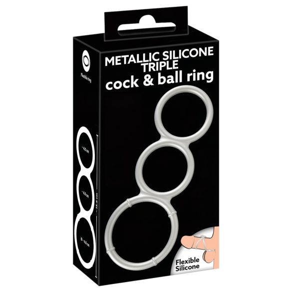 You2Toys - Anneau Triple en Silicone pour Pénis et Testicules (Argent)