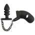 Black Velvet - Cage pénis silicone avec plug anal (noir)