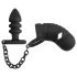Black Velvets - cage pénienne en silicone avec plug anal (noir)