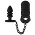 Black Velvet - Cage pénis silicone avec plug anal (noir)