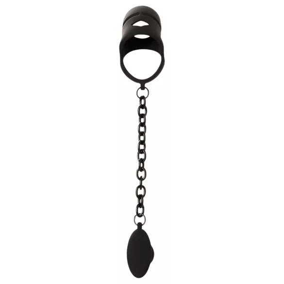 Black Velvets - cage pénienne en silicone avec plug anal (noir)