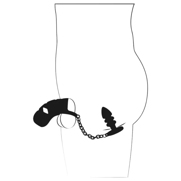 Black Velvets - cage pénienne en silicone avec plug anal (noir)