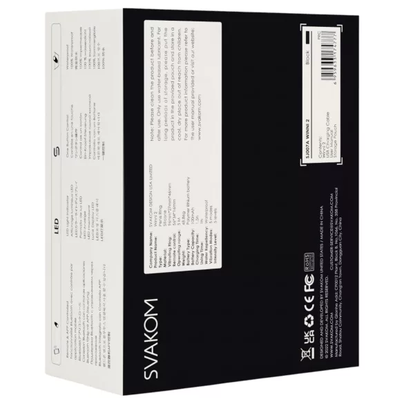 Svakom Winni 2 - Anneau vibrant pénien avec commande par application et télécommande pour hommes (noir)
