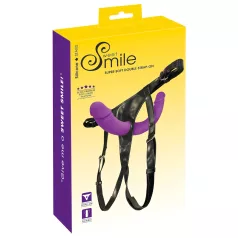   SMILE - harnais ceinture avec double gode - silicone violet et noir
