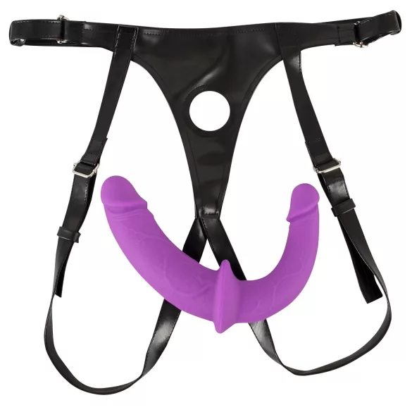 SMILE - harnais ceinture avec double gode - silicone violet et noir