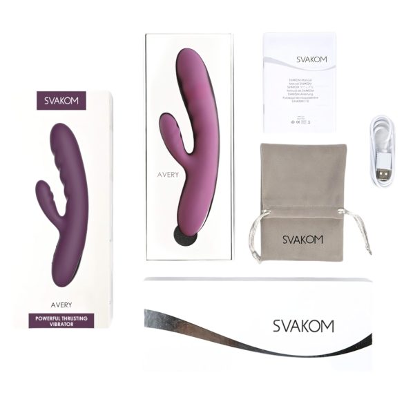 Svakom Avery - vibromasseur rabbit lève-clitoris à piston rechargeable - violet