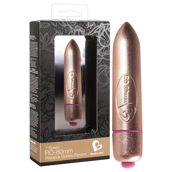 RO-80mm - mini vibromasseur rouge à lèvres 7 modes - doré