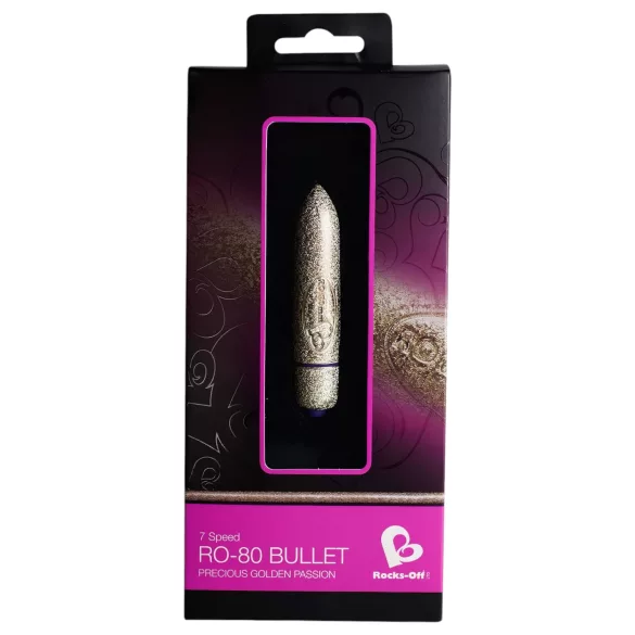 RO-80mm - mini vibromasseur rouge à lèvres 7 modes - doré