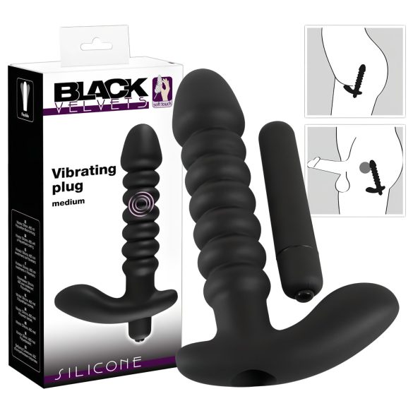 Vibromasseur Black Velvet plissé - moyen (noir)