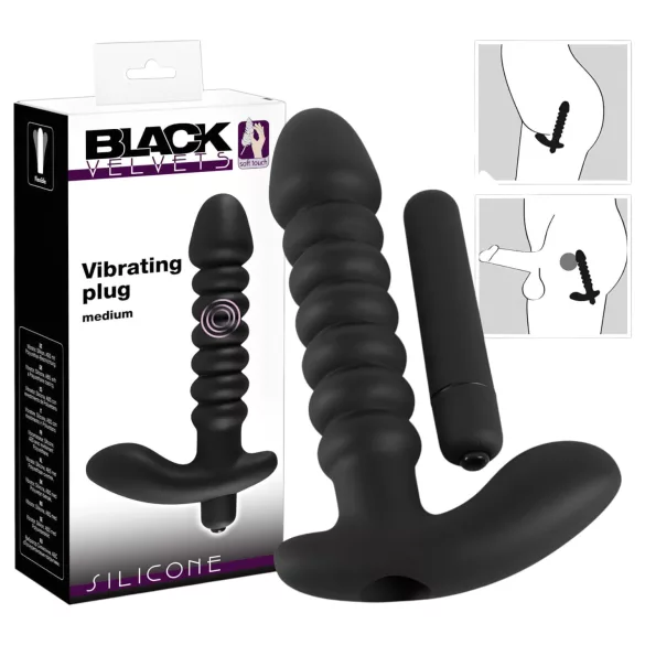 Black Velvets - vibromasseur rainuré moyen - silicone noir