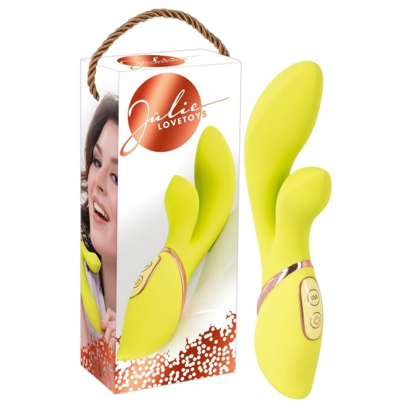Jülie - Vibrateur avec bras clitoridien (vert-jaune)