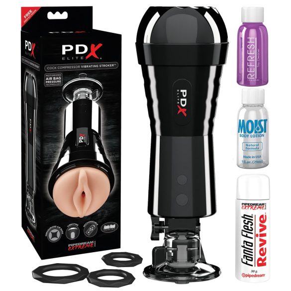 PDX Cock Compressor - pompe vibrante masturbateur vaginal (noir)