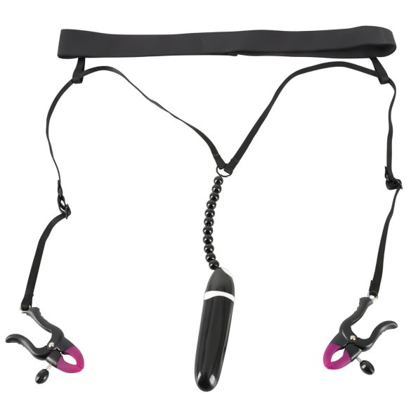 Bad Kitty - Pince-sexe vibrant et culotte - noir (S-L)