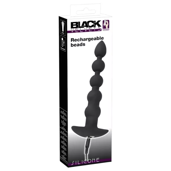 Black Velvets - vibromasseur anal perlé rechargeable - silicone noir
