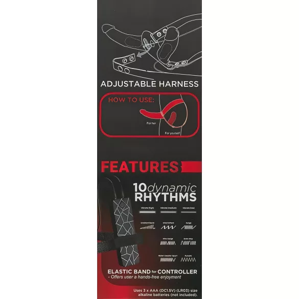 Double Thruster - gode ceinture double pénétration vibrant - silicone noir