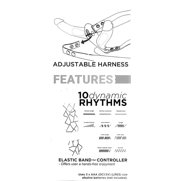 Double Thruster - gode ceinture double pénétration vibrant - silicone noir