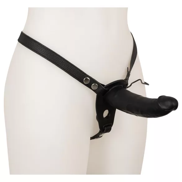 Double Thruster - gode ceinture double pénétration vibrant - silicone noir