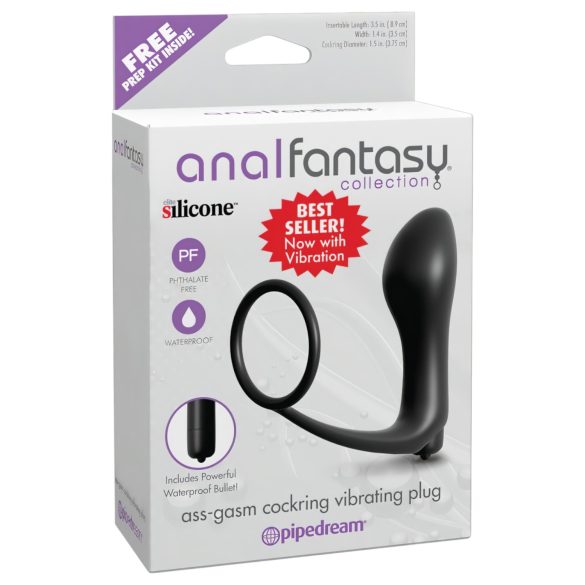 Analfantasy - doigt anal vibrant avec anneau pénien - silicone noir