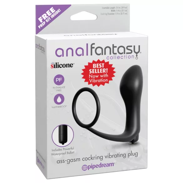 Pipedream - Analfantasy - vibromasseur anal de doigt avec anneau pénien (noir)