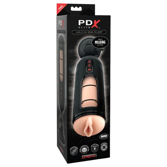 PDX Elite Mega Milker - Masturbateur vibrant en forme de vagin (noir)