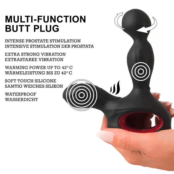 You2Toys - stimulateur prostate vibrant rotatif chauffant - silicone noir