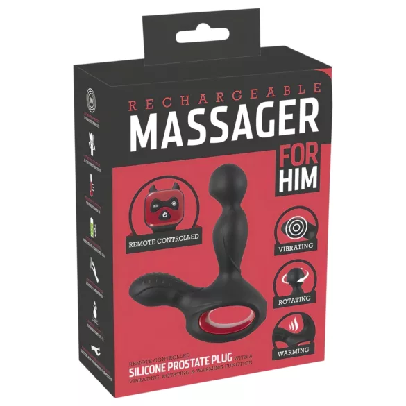 You2Toys - stimulateur prostate vibrant rotatif chauffant - silicone noir