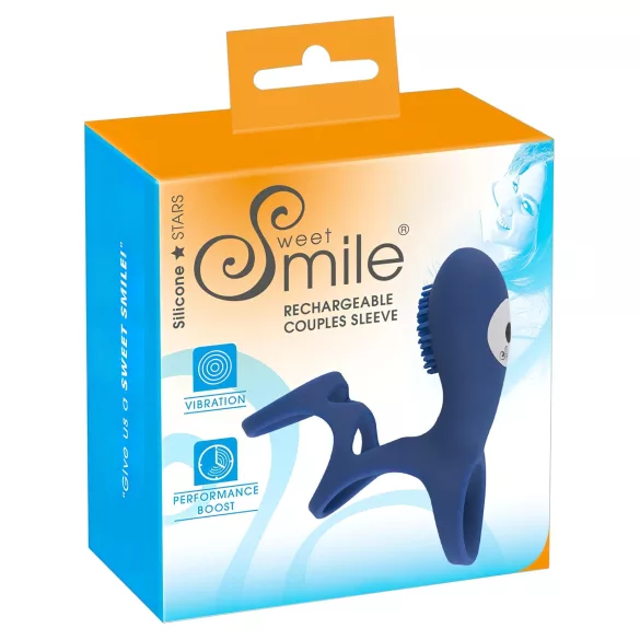 SMILE Couple - anneau pénis vibrant rechargeable - silicone bleu