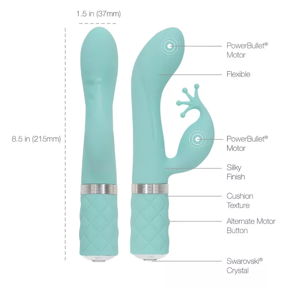 Pillow Talk Kinky - Vibro à 2 moteurs pour point G (turquoise)