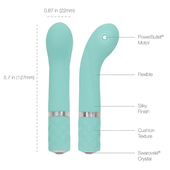 Pillow Talk Racy - vibromasseur point G rechargeable étroit - turquoise