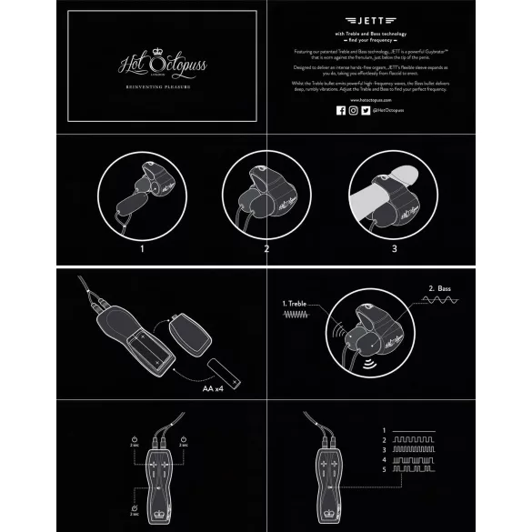 HOT Octopuss JETT - stimulateur gland 2 moteurs - silicone noir