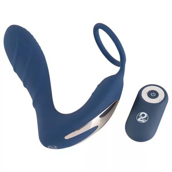 You2Toys - Plug anal vibrant prostate avec anneau pénis - silicone bleu