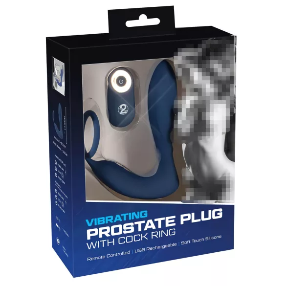 You2Toys - Plug anal vibrant prostate avec anneau pénis - silicone bleu
